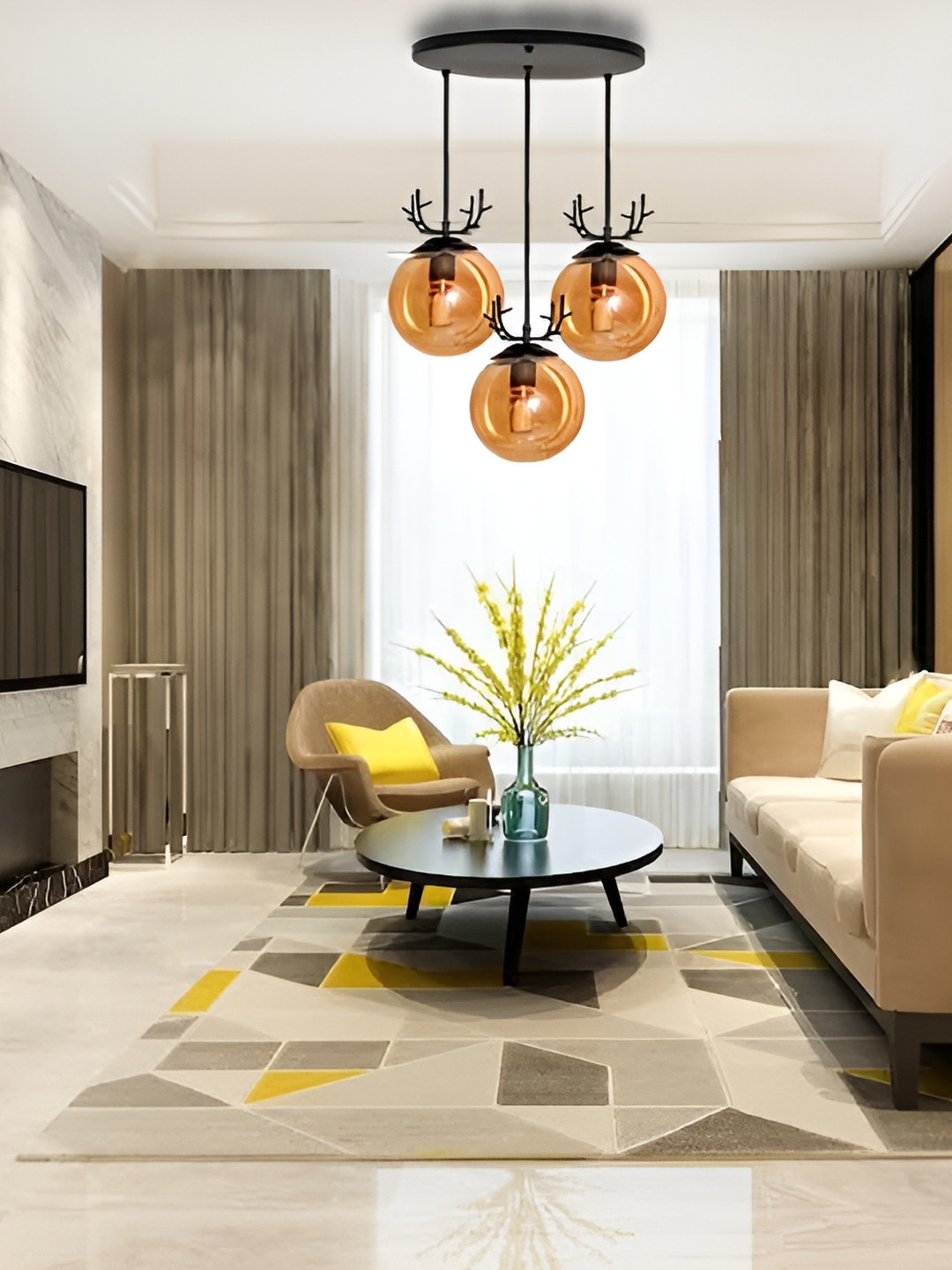 

GAUVIK Beige & Black Glass Ceiling Lamp