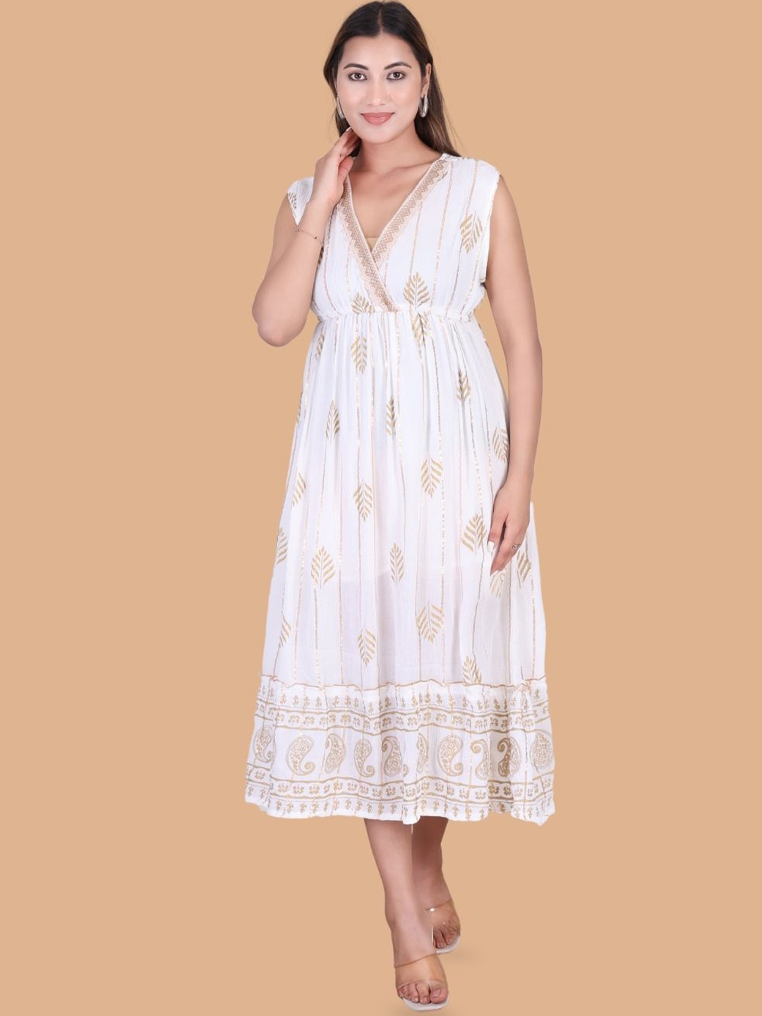

Moda Rapido Floral Print Crepe Maxi Dress, White