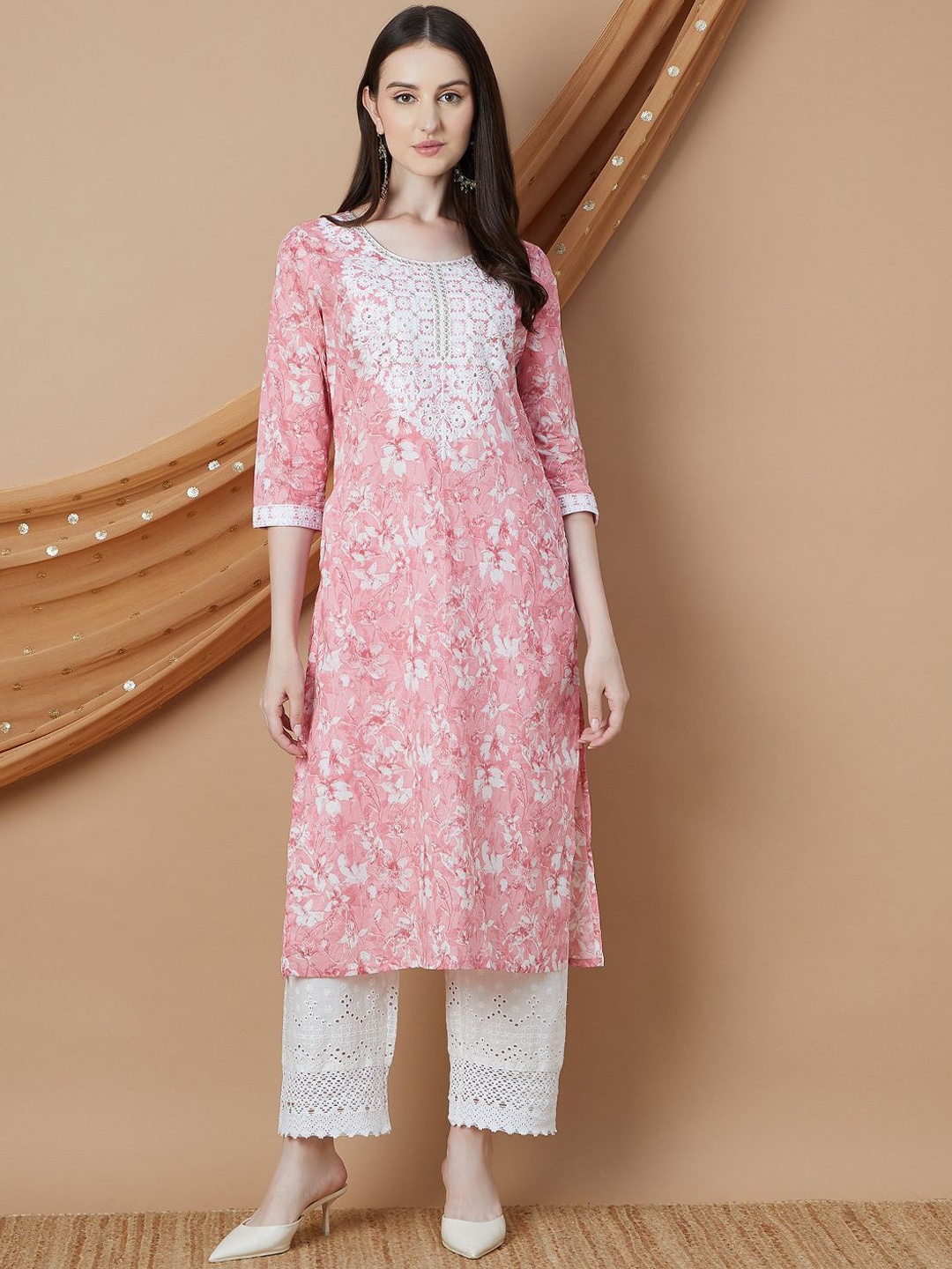 

Melange by Lifestyle Women Printed Kurta, Pink