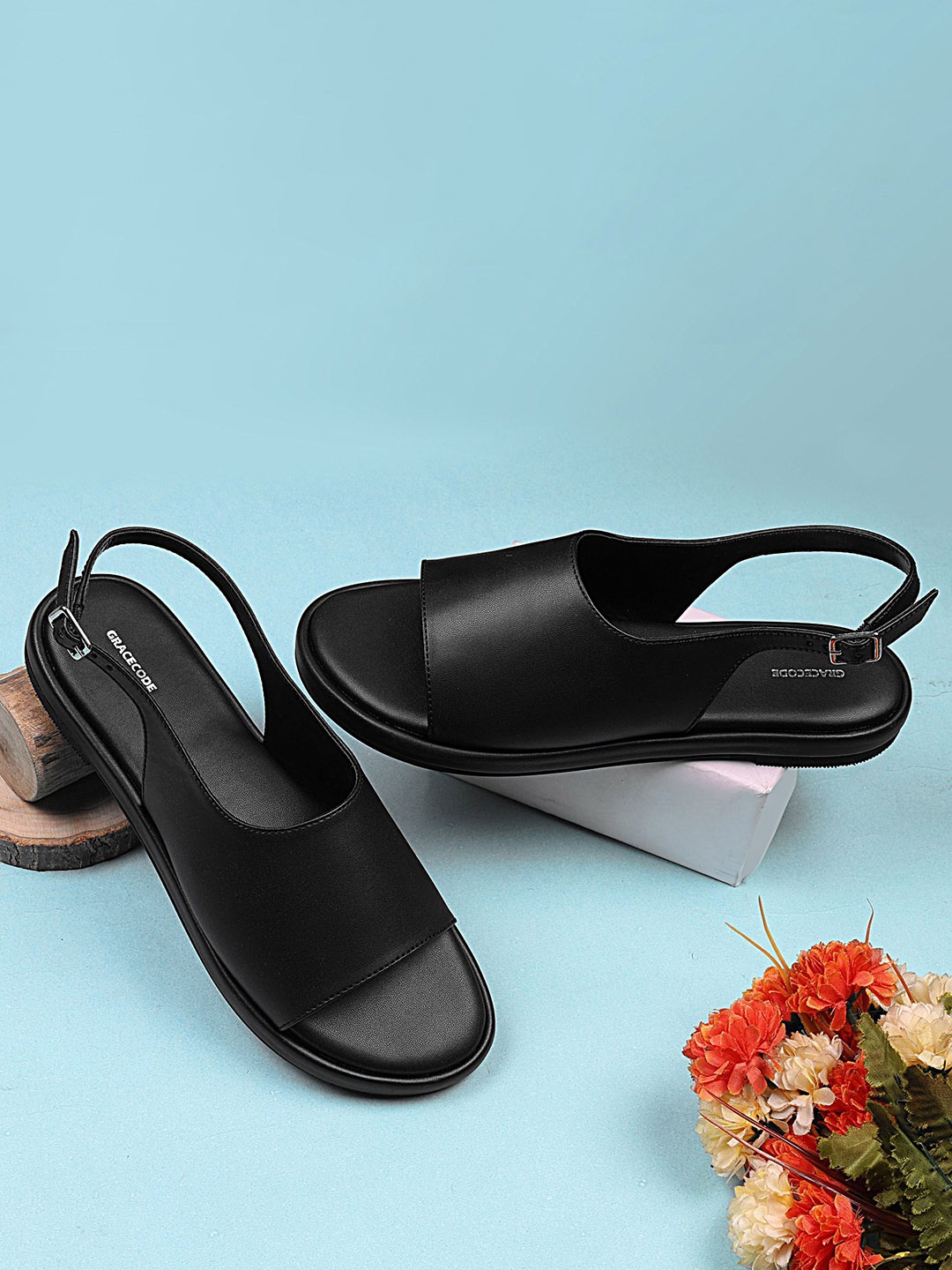 

GRACECODE Women One Toe Flats, Black
