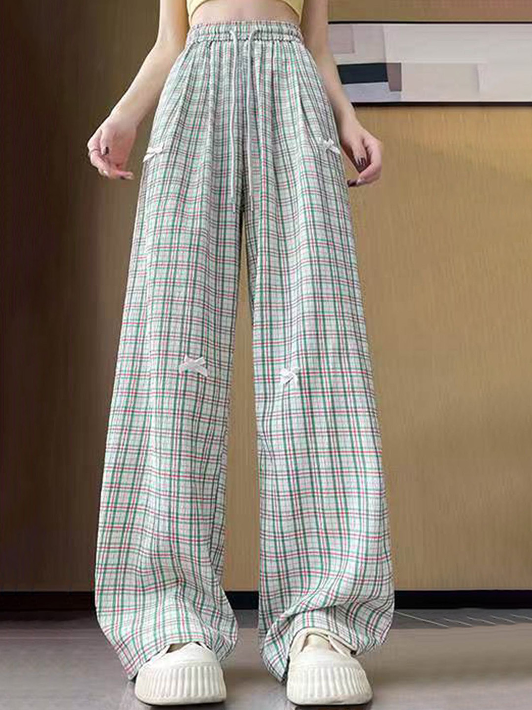 

LULU & SKY Women Straight Fit High-Rise Trousers, Green