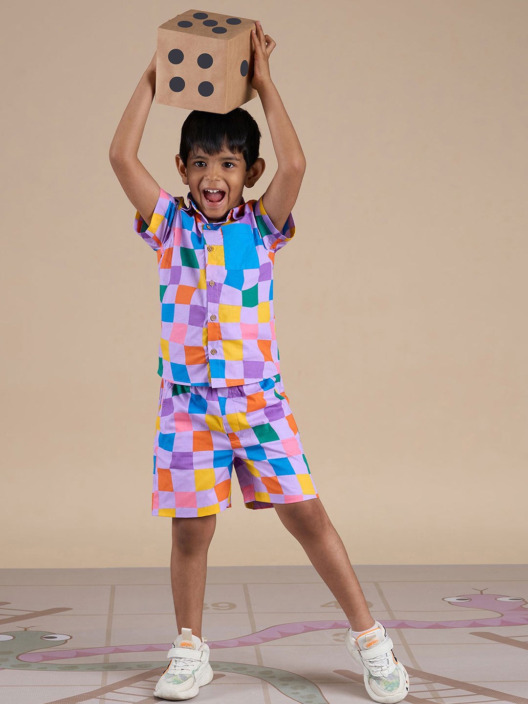 

LIL DRAMA Boys Printed Shirt with Shorts, White