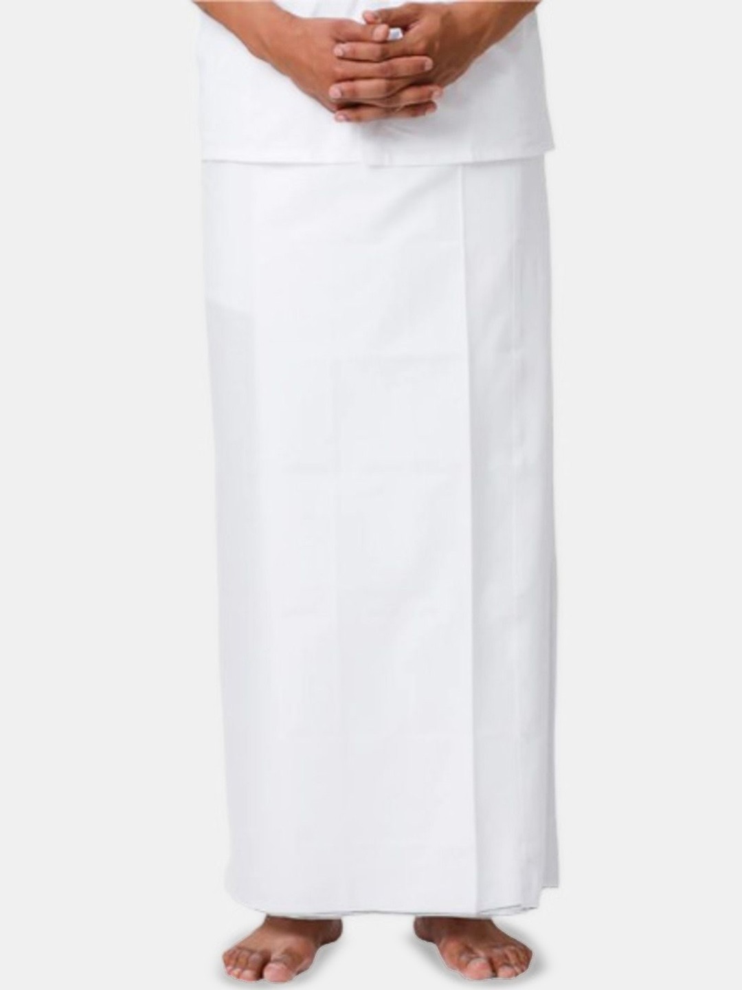 

RAMRAJ Men White Cotton Stitched Single Layer Prayer Dhoti