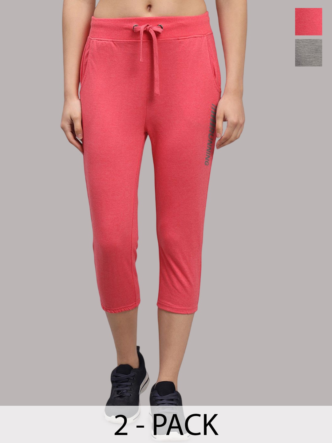 

TRAZO Pack Of 2 Mid-Rise Track Pants, Pink