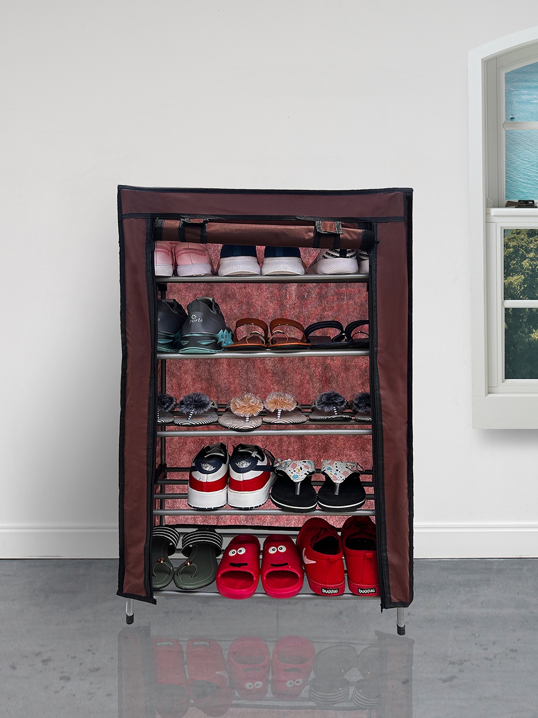 

Rmerchants Brown 5 Tiers CollapsibleWardrobe