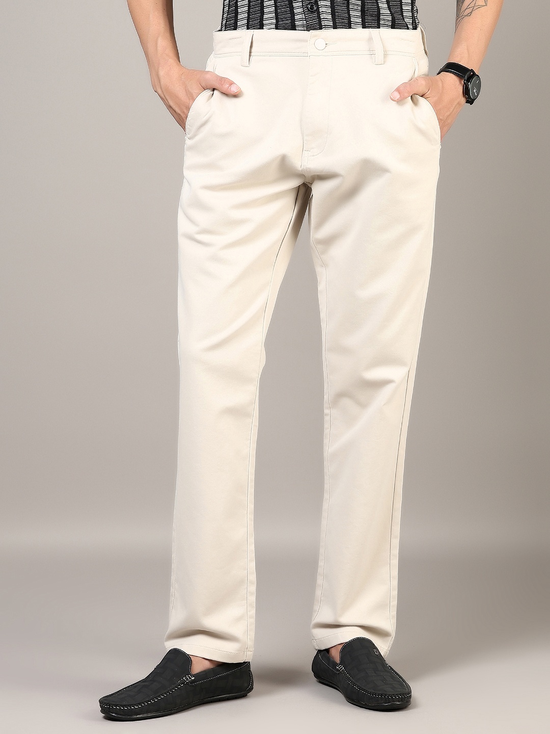 

V-Mart Men Chinos Trousers, Cream