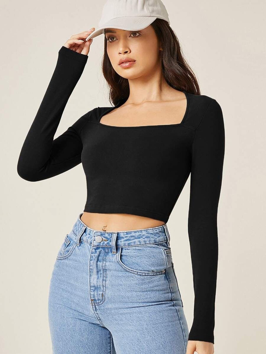 

Stylecast X Slyck Cotton Crop Top, Black