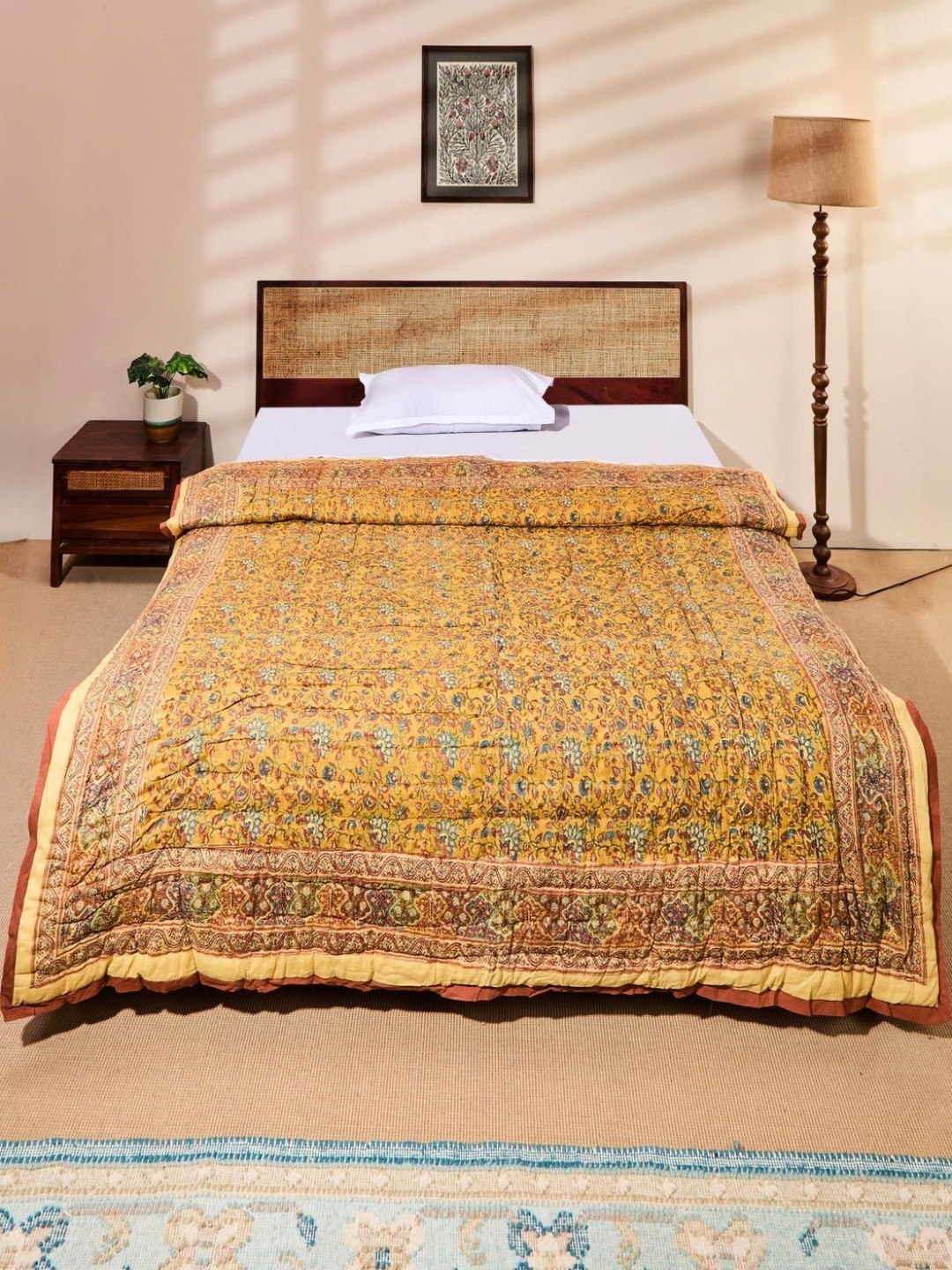 

Fabindia Yellow & Brown Ethnic Motifs AC Room Single Bed Quilt
