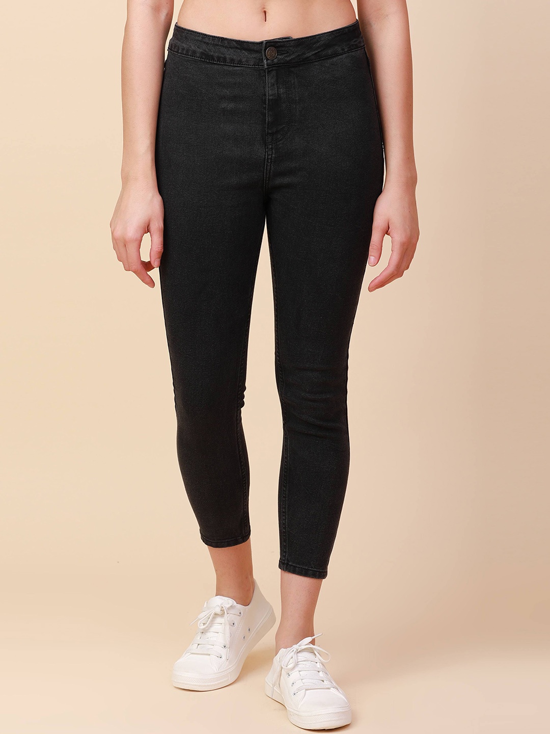 

URBAN POCHE Women Skin Tight Skinny Fit High-Rise Jeans, Charcoal