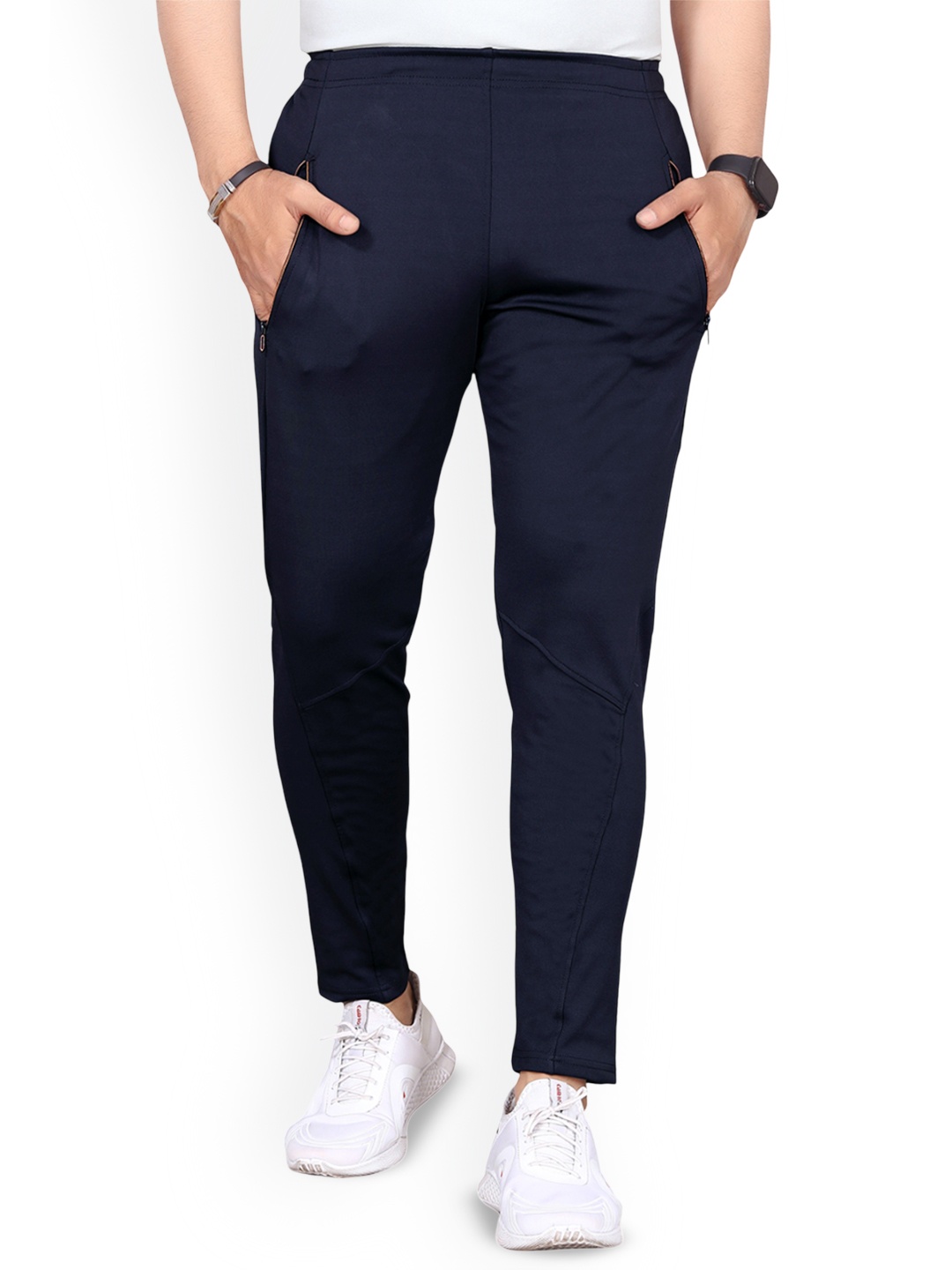 

SYMVI Men Mid Rise Track Pant, Navy blue