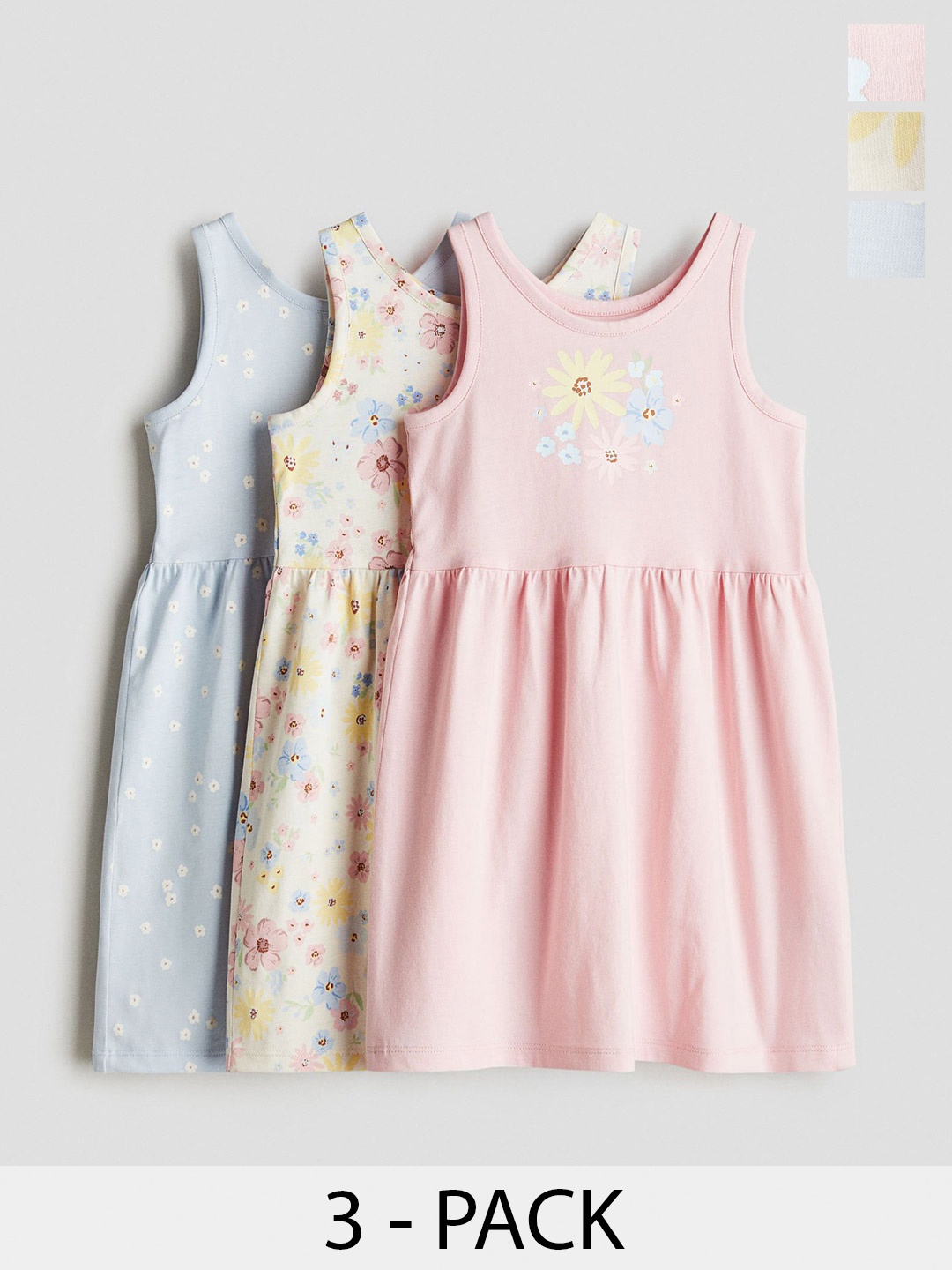 

H&M 3-Pack Printed Cotton Dresses, Blue