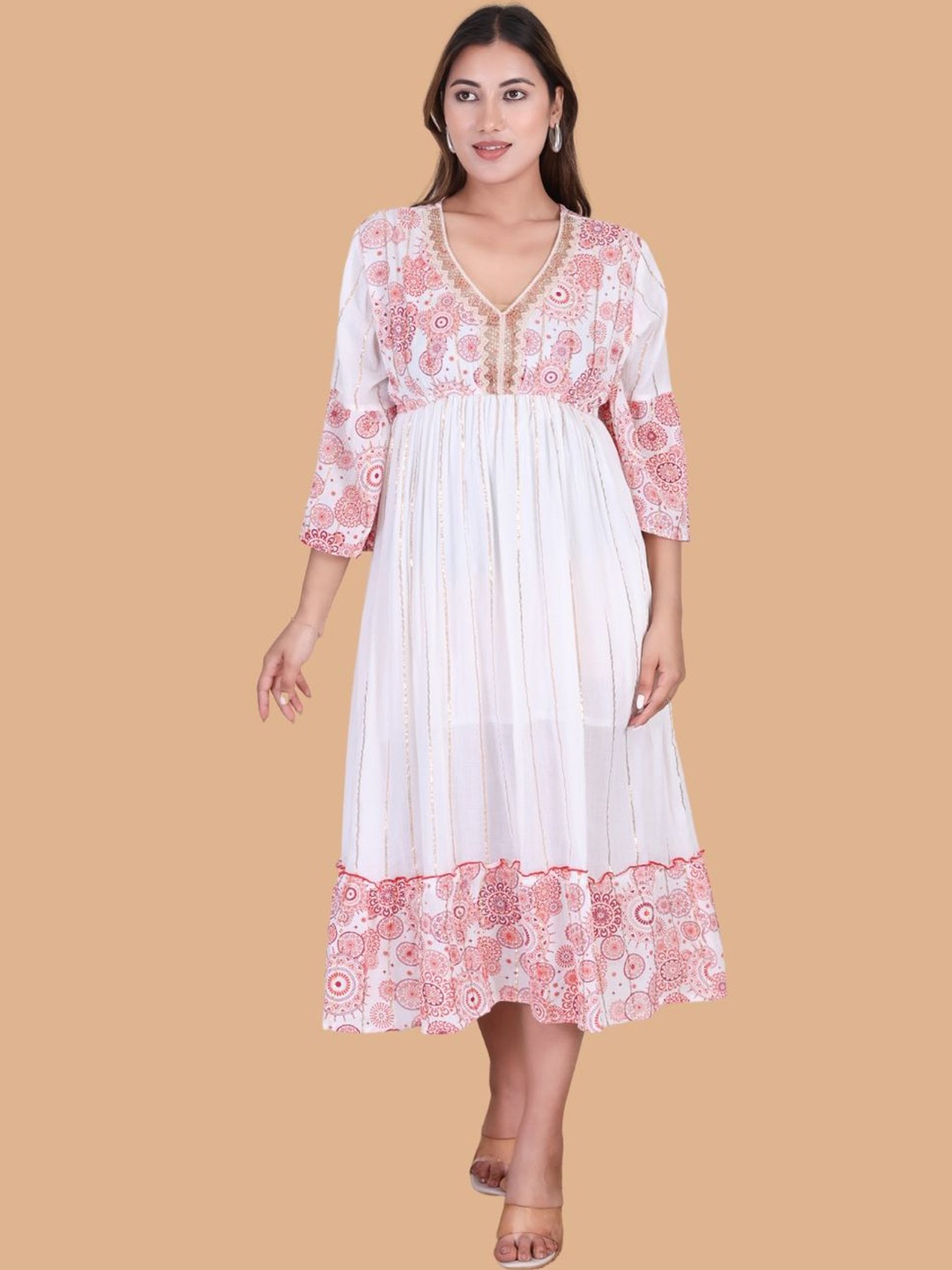 

Moda Rapido Floral Print Crepe Maxi Dress, White