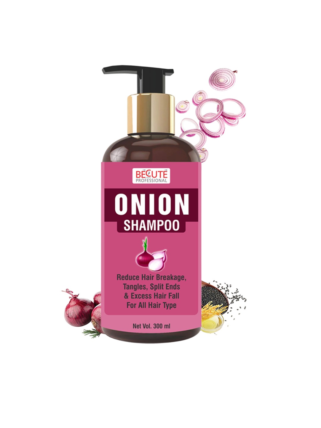 

BECUTE Professional Onion Hair Shampoo For Hair Growth- 300 ml, Pink