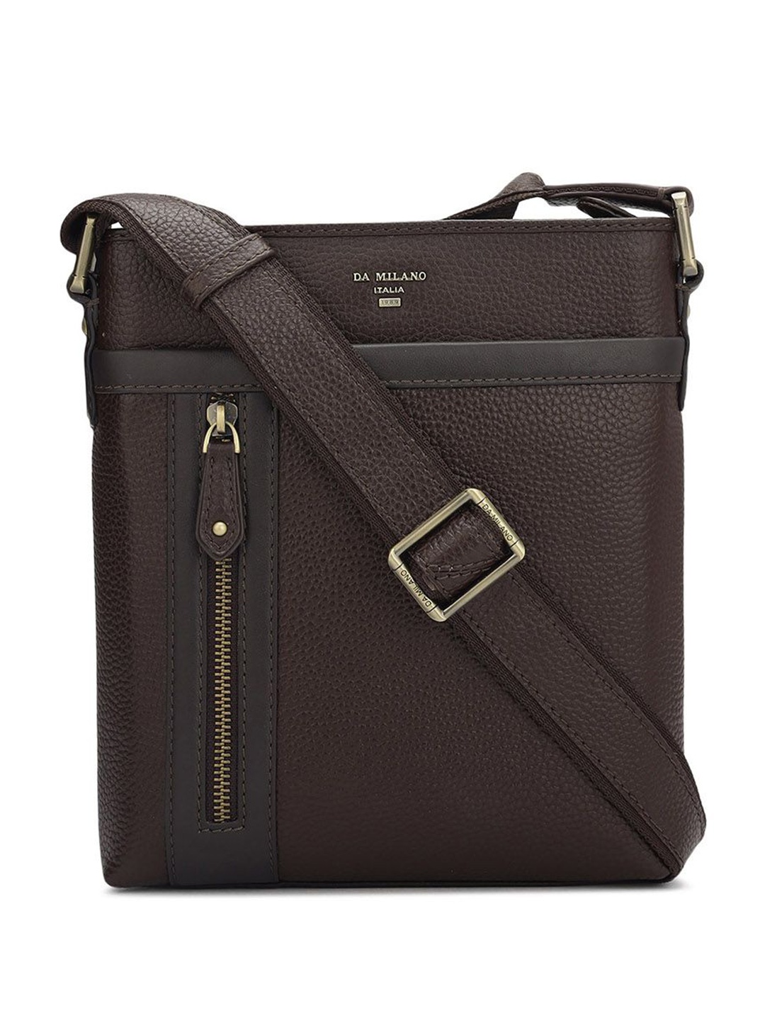 

Da Milano Men Textured Messenger Bag, Brown