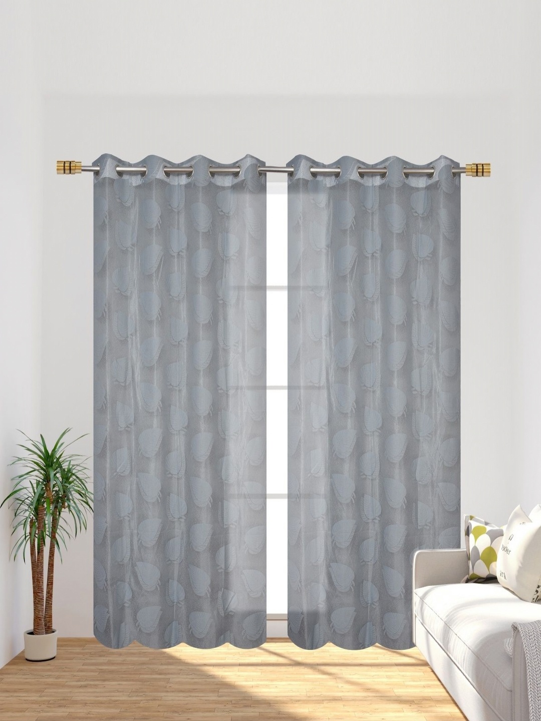 

Galaxy Home Decor Grey Set of 2 Sheer Door Curtain