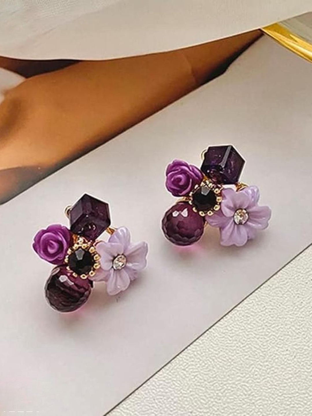 

kazare Contemporary Studs Earrings, Purple