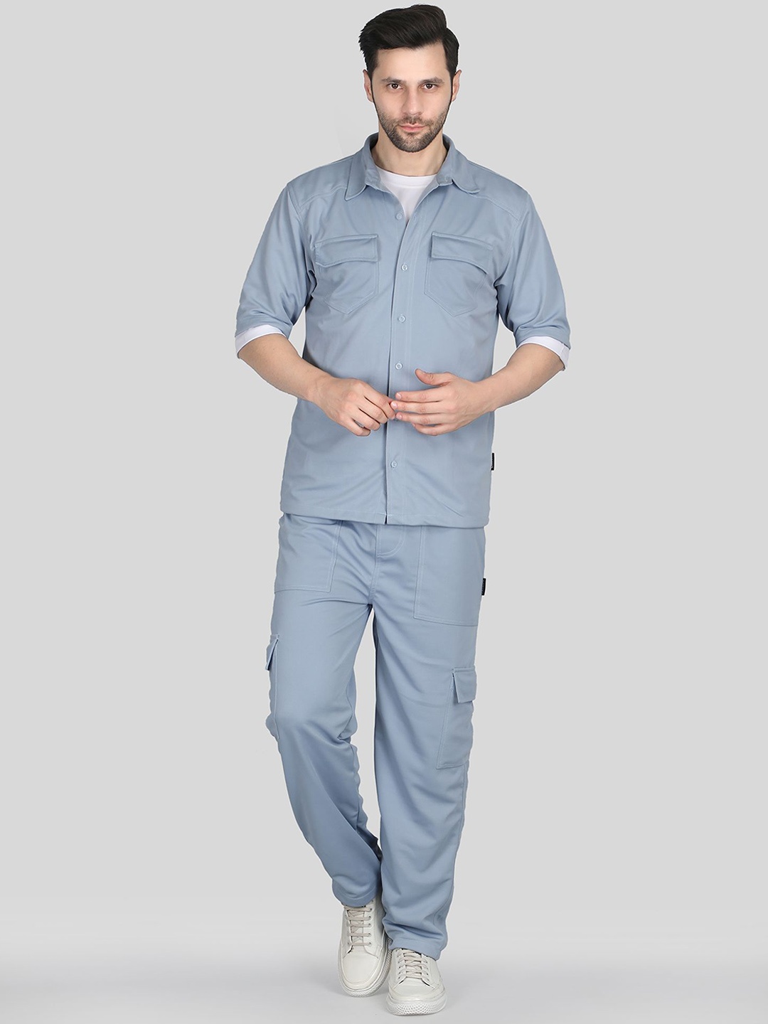 

Raxedo Men Summer Airport Co-Ord Set, Blue