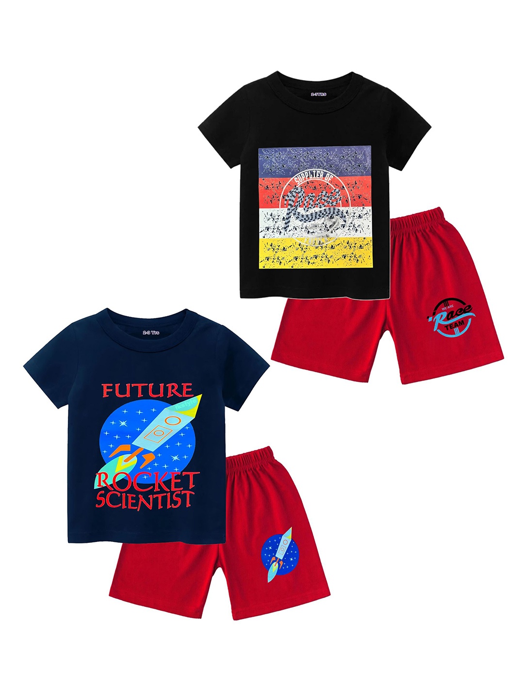 

BAESD Boys Printed T-shirt with Shorts, Black