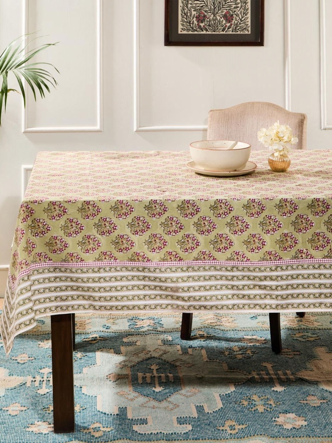 

Fabindia Green Cotton 6-Seater Table Cover
