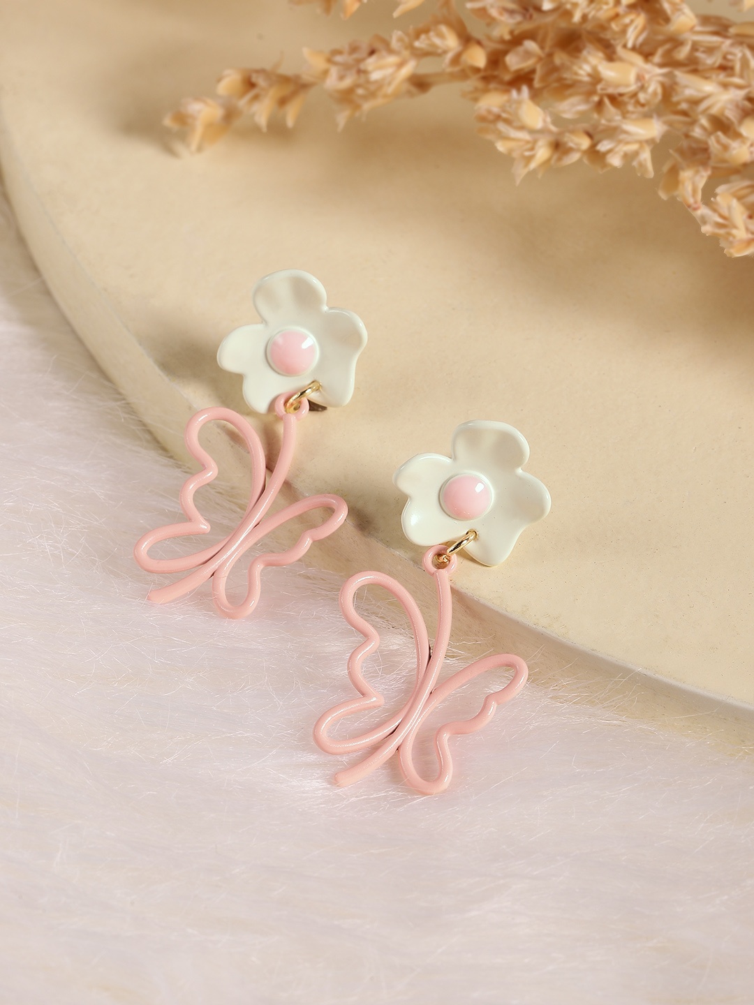 

DressBerry Floral Drop Earrings, Pink
