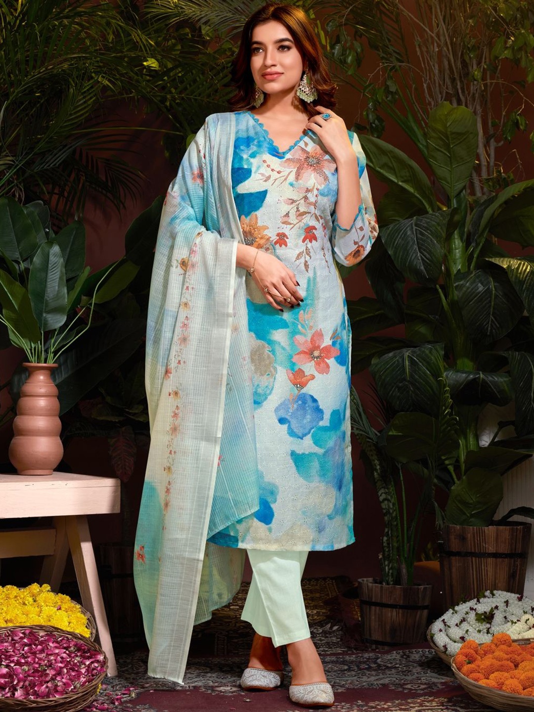 

Suha Women Linen Polyester, Blue