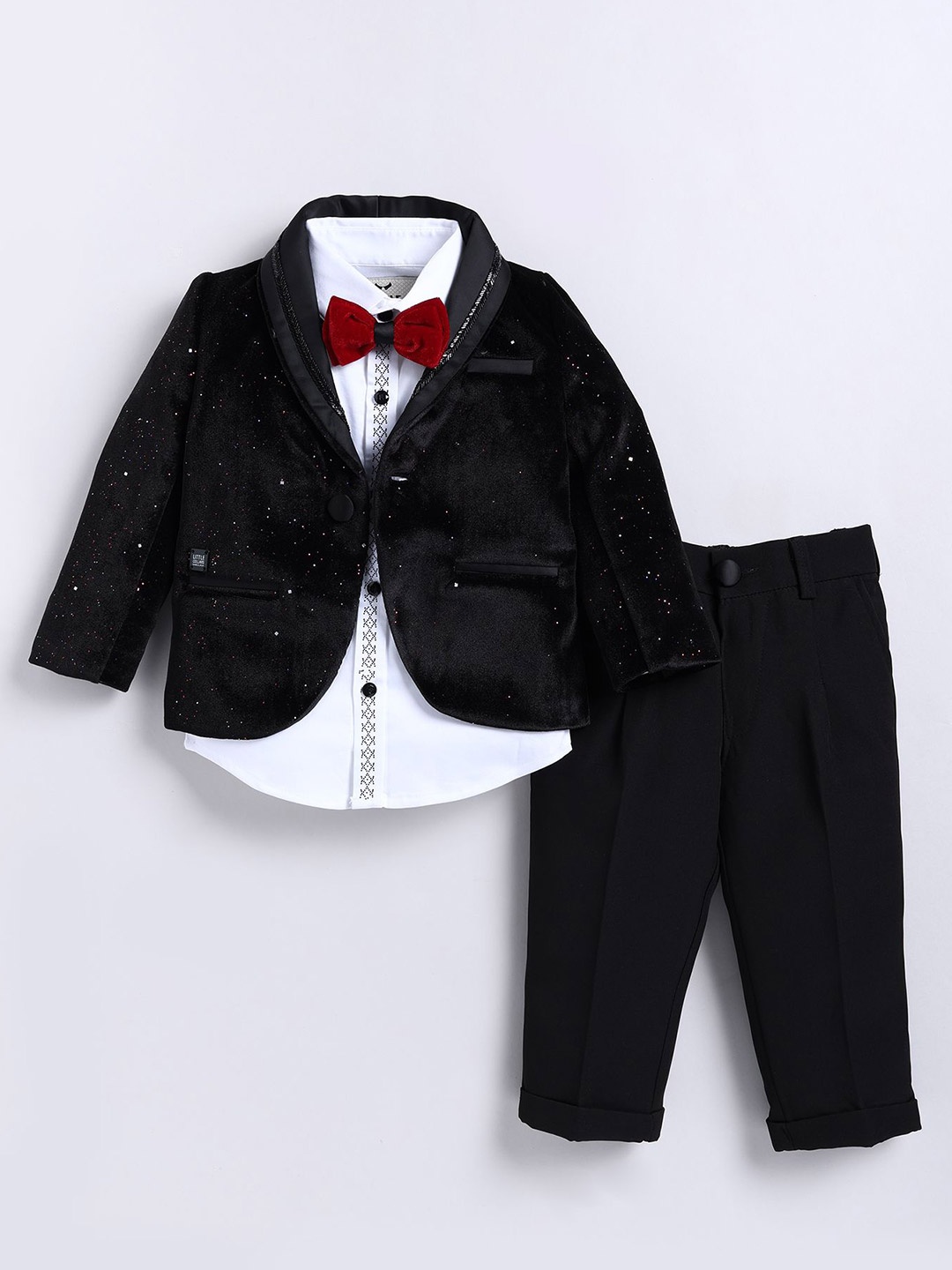 

LITTLE COLLARS 3-Piece Single-Breasted Suits, Black