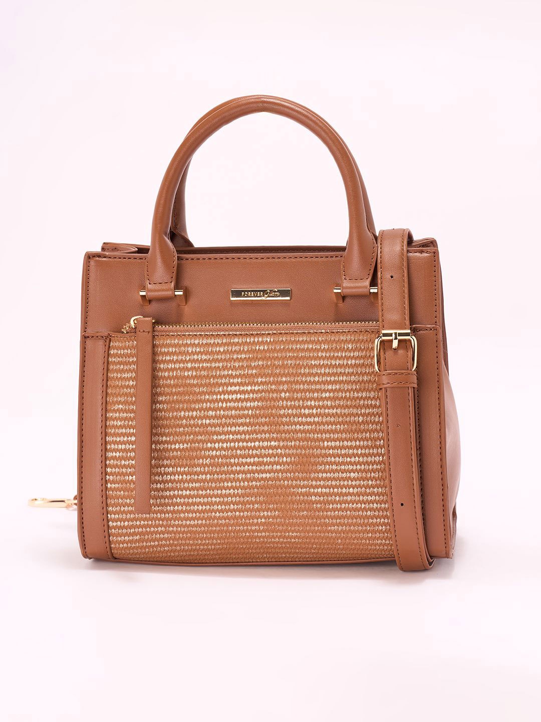 

Forever Glam by Pantaloons Animal Textured PU Structured Sling Bag with Cut Work, Tan