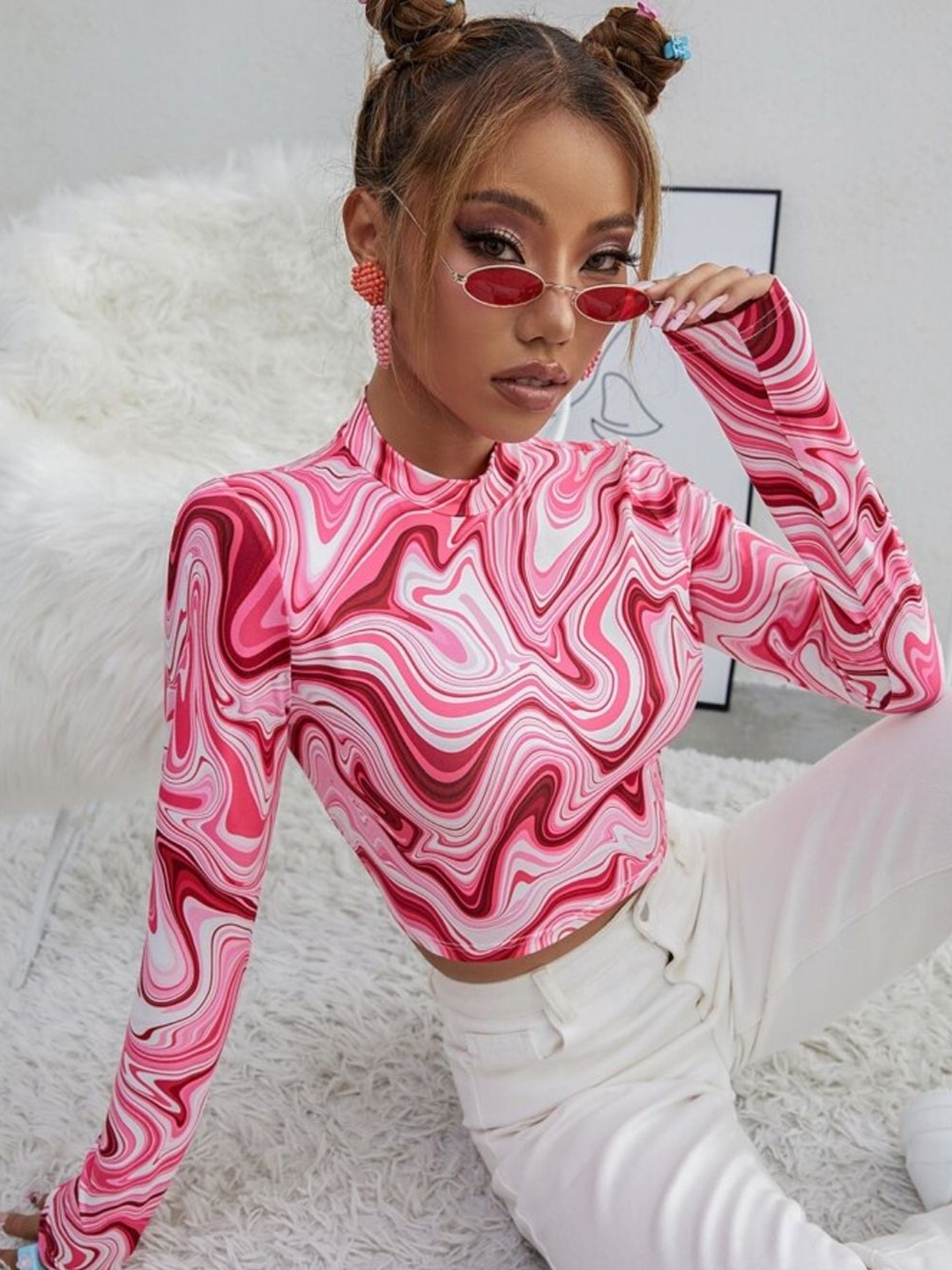 

NiloBerry Print Crop Top, Pink