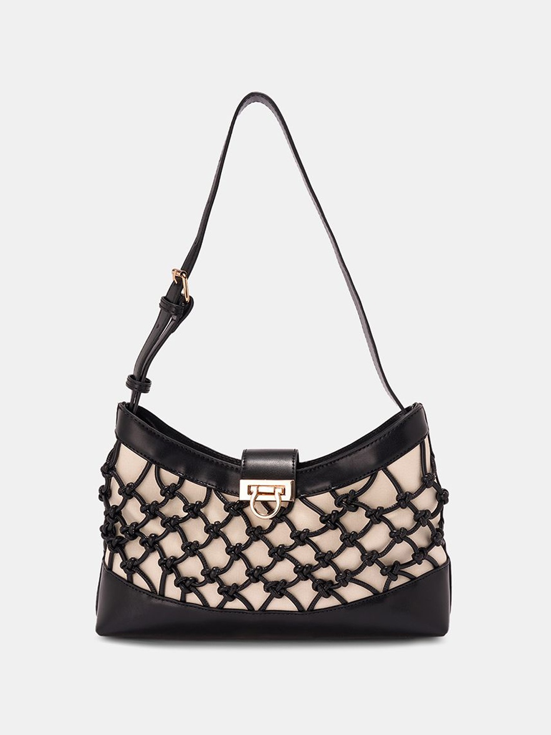 

Forever Glam by Pantaloons Textured PU Structured Shoulder Bag with Quilted, Black