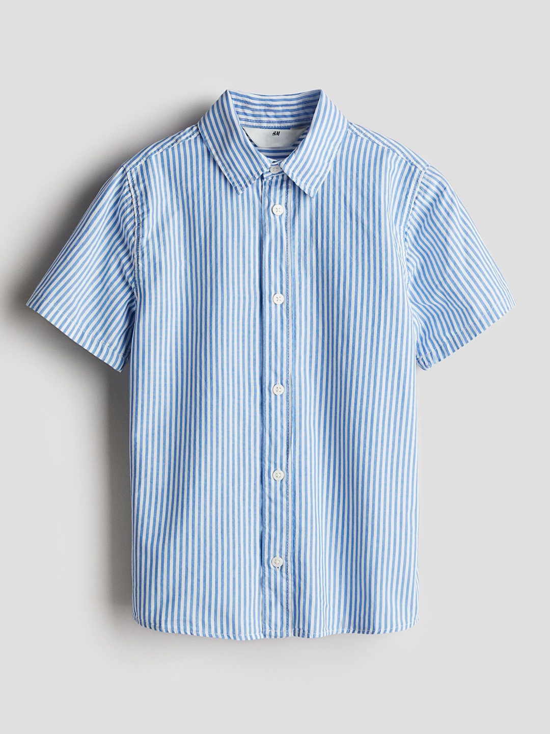 

H&M Short-Sleeved Cotton Shirt, Blue