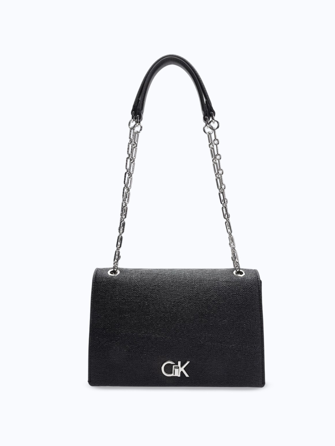 

Calvin Klein Printed PU Structured Sling Bag, Black