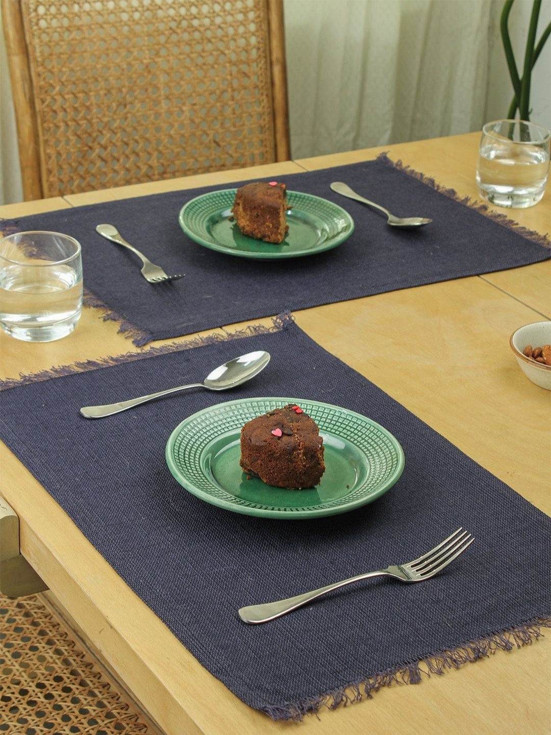 

House This Neel 2-Pcs Rust & Blue Textured Table Placemats