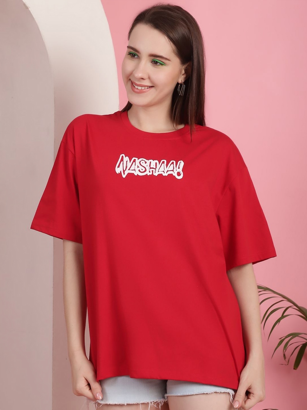 

Dreambe Women Printed T-shirt, Red