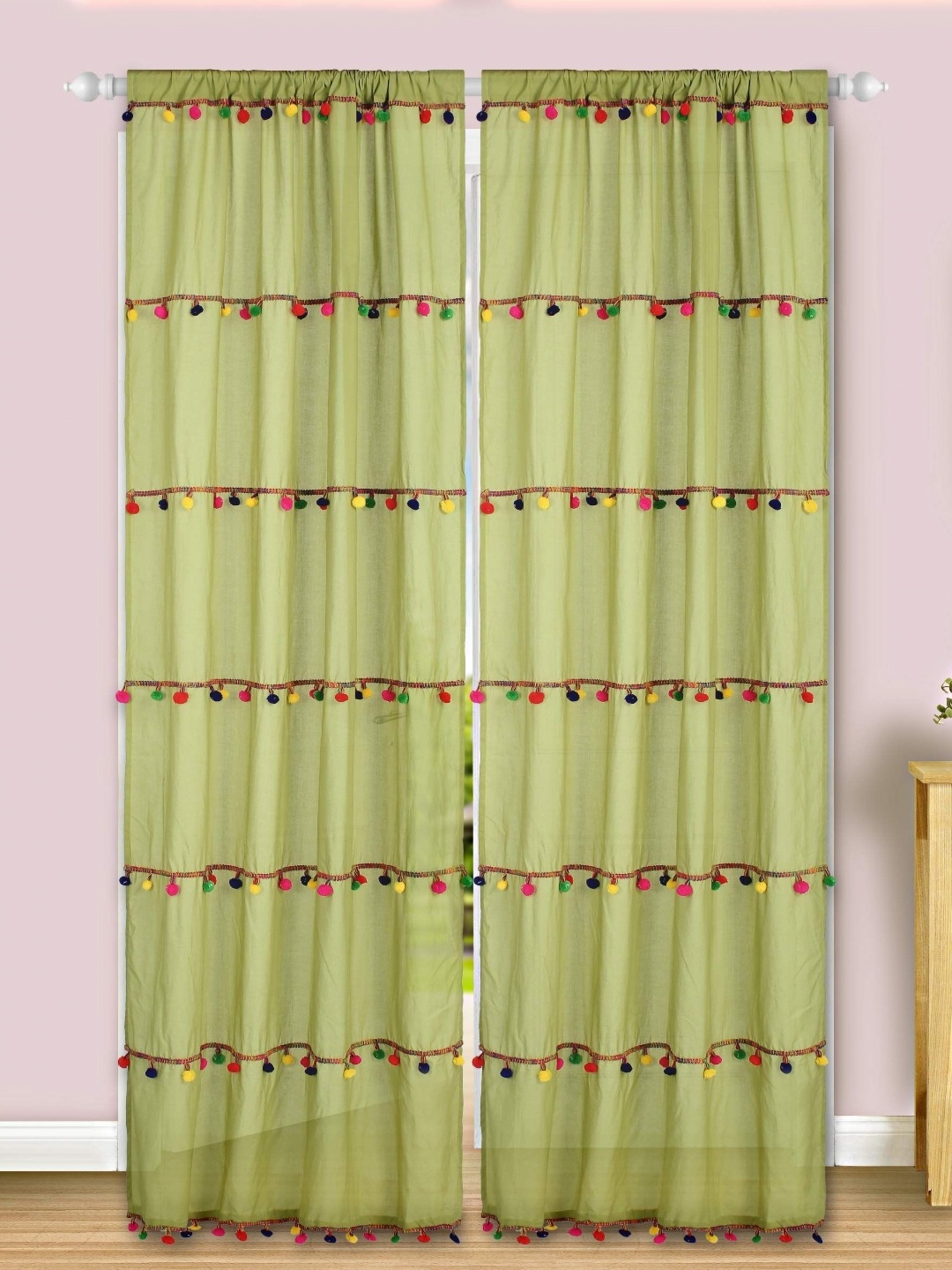 

Dekor World Multicoloured Set of 2 Embellished Sheer Door Curtain, Multi