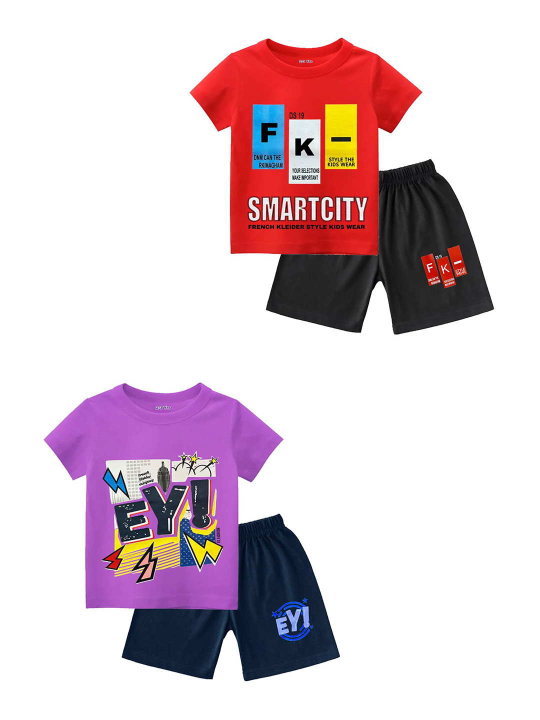 

BAESD Boys Printed T-shirt with Shorts, Red