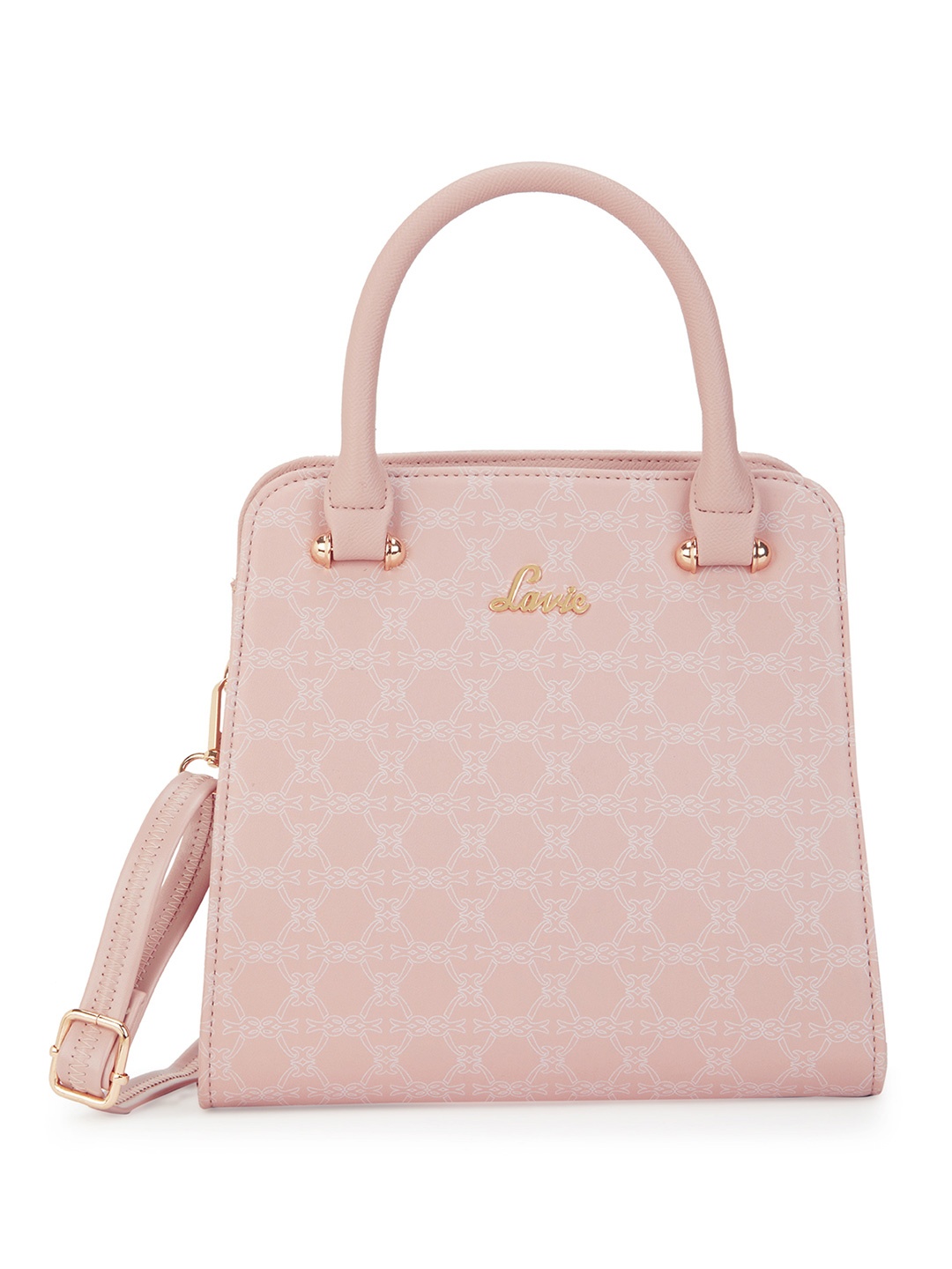 

Lavie Printed Structured Satchel with Quilted, Pink