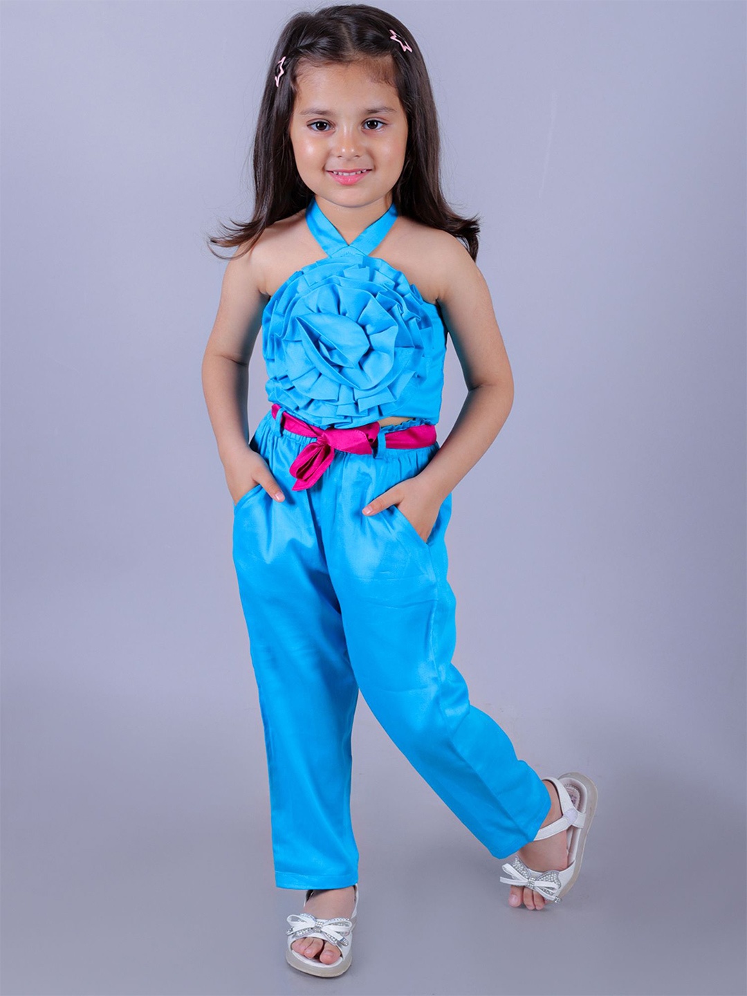 

LIL DRAMA Girls Top with Trousers, Blue