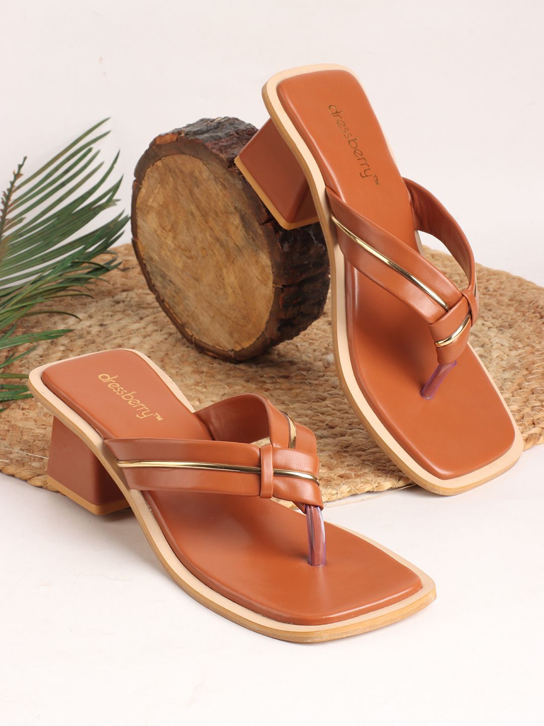 

DressBerry Block Sandals, Tan