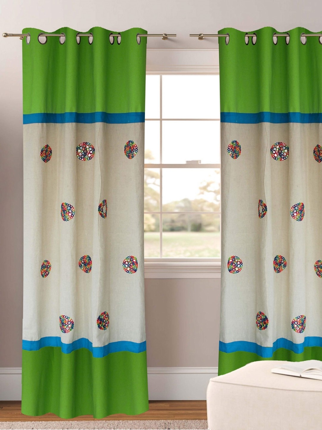 

Dekor World Multicoloured Set of 2 Window Curtain, Multi