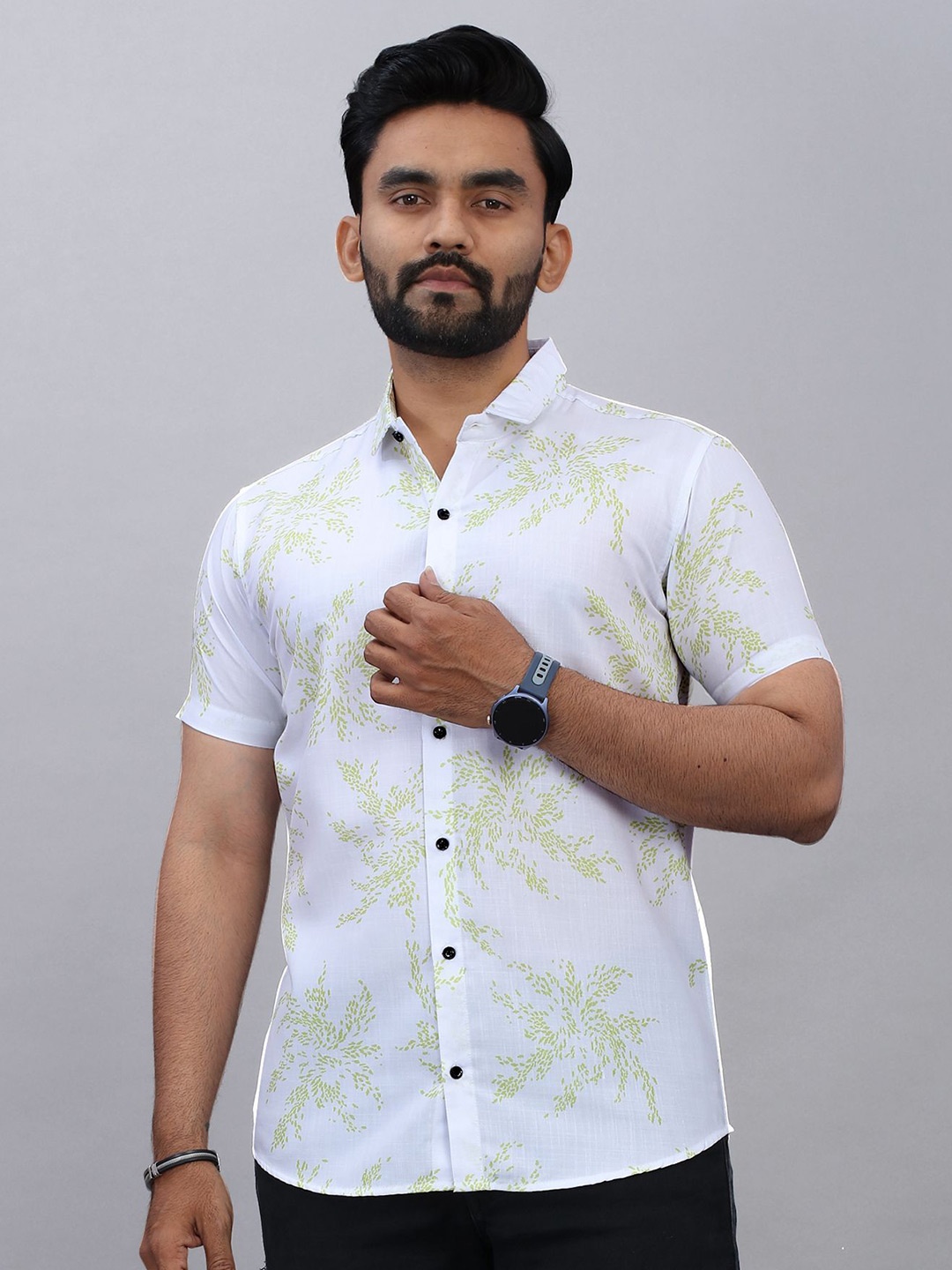

FABRIPPLE Men Classic Opaque Printed Casual Shirt, Sea green