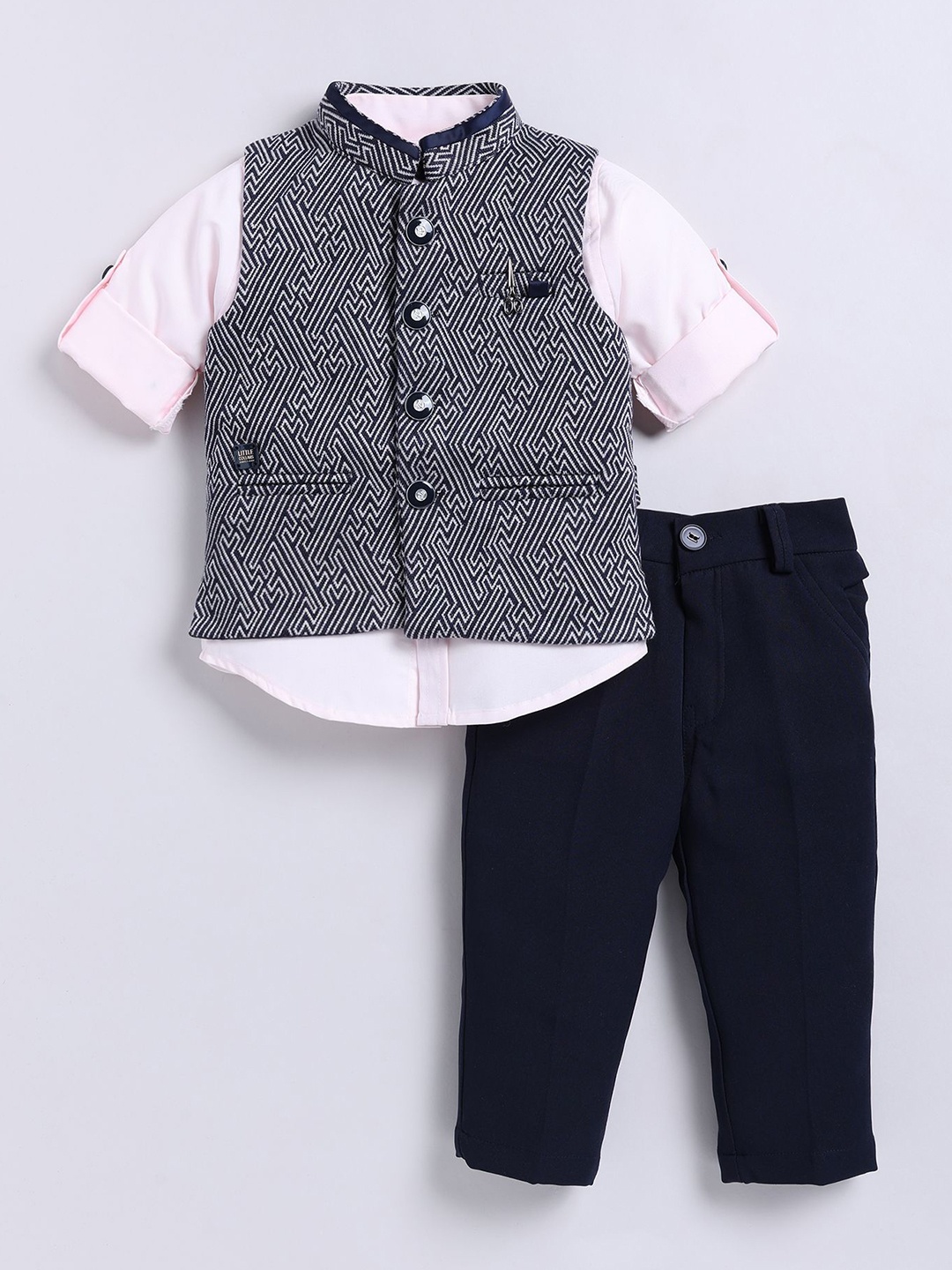 

LITTLE COLLARS Boys Shirt with Trousers, Navy blue