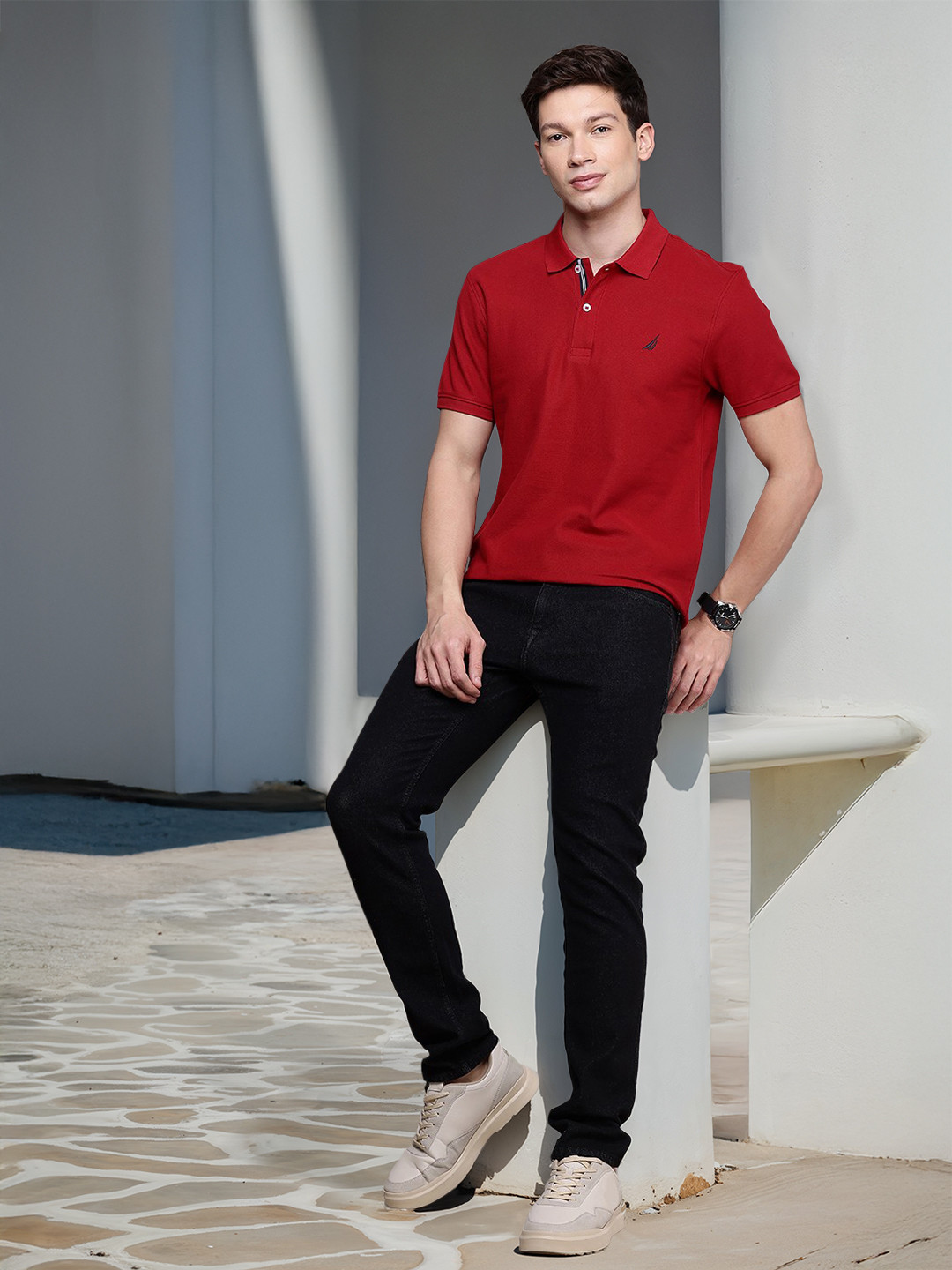 

Nautica Polo Collar Pure Cotton T-shirt, Red