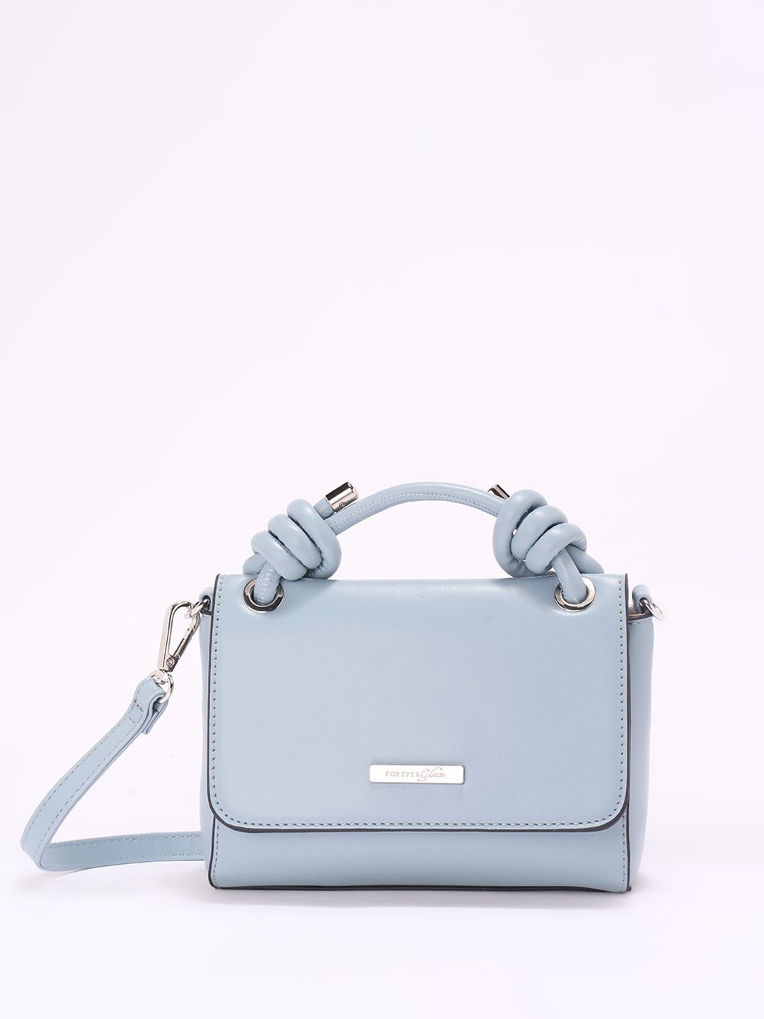 

Forever Glam by Pantaloons Colourblocked PU Shopper Shoulder Bag with Bow Detail, Blue