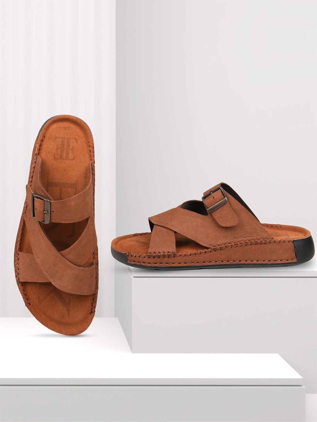 

EZOK Men Leather Comfort Sandals, Tan