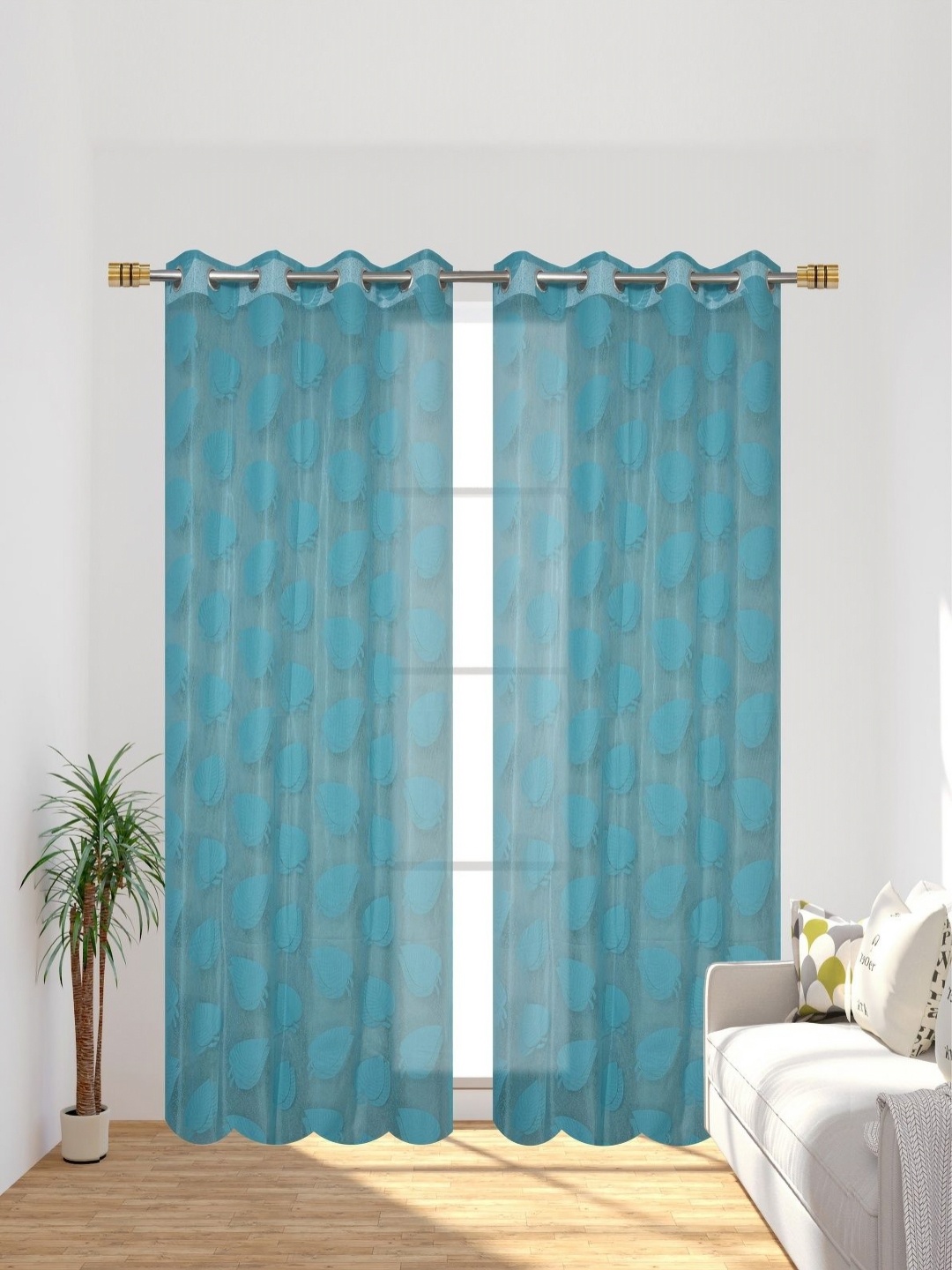 

Galaxy Home Decor Blue Set of 2 Sheer Door Curtain