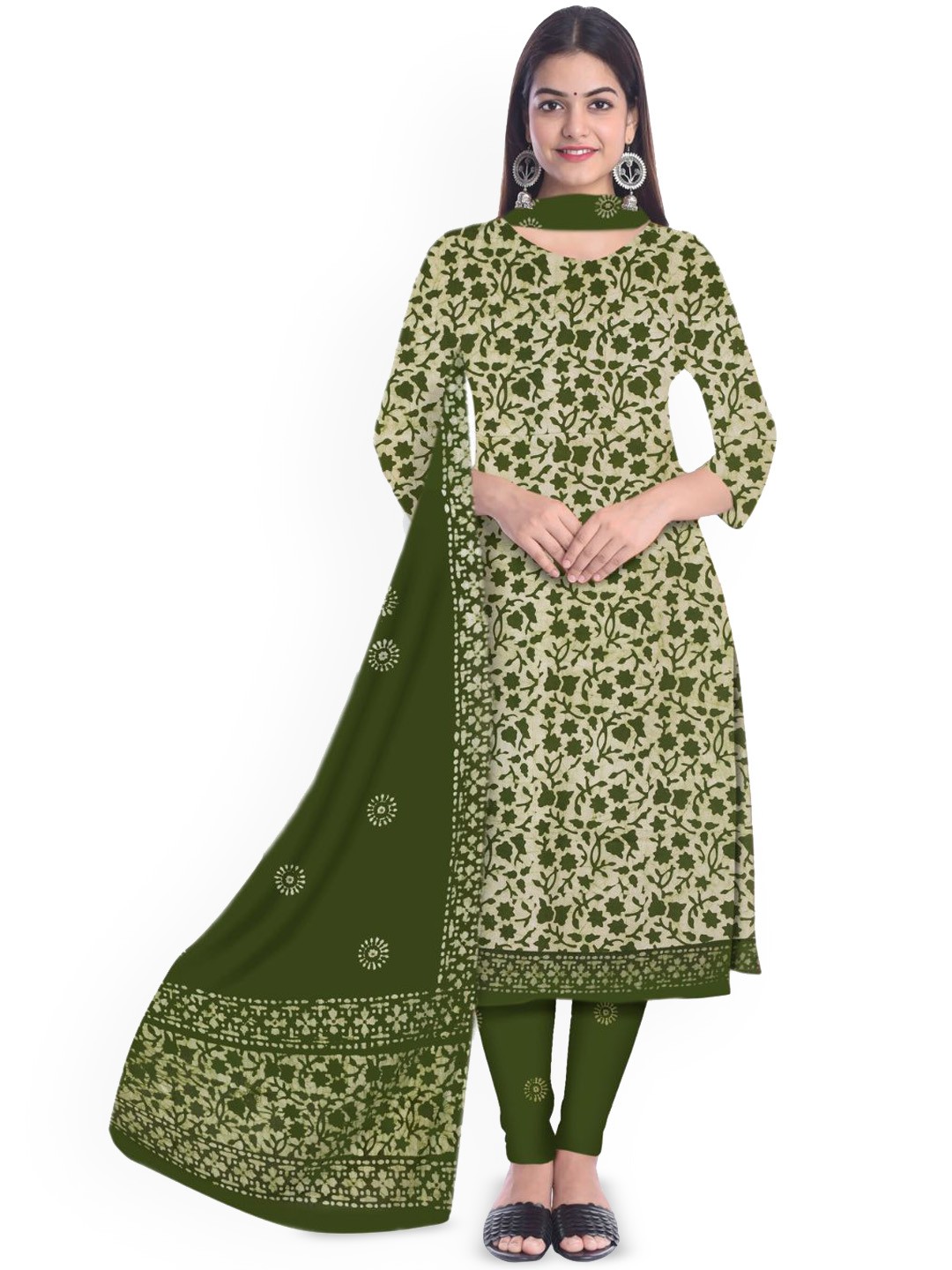 

Farooq Dyeing Printed Pure Cotton Unstitched Dress Material, Green