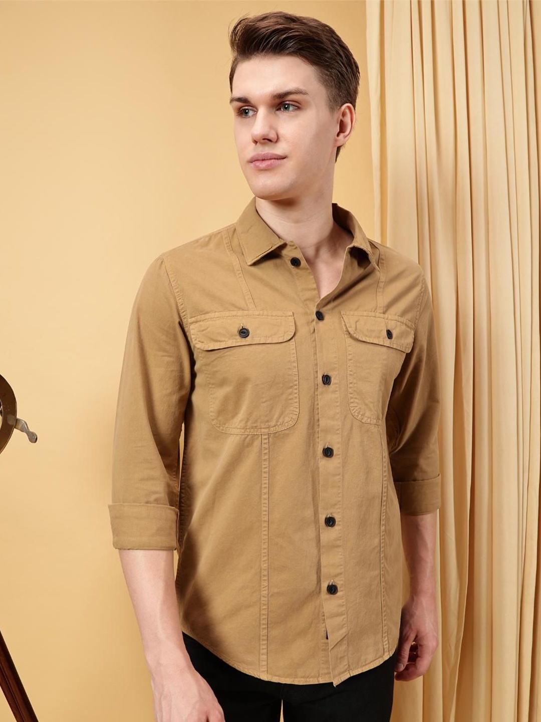 

VALEN CLUB Men Opaque Casual Shirt, Beige