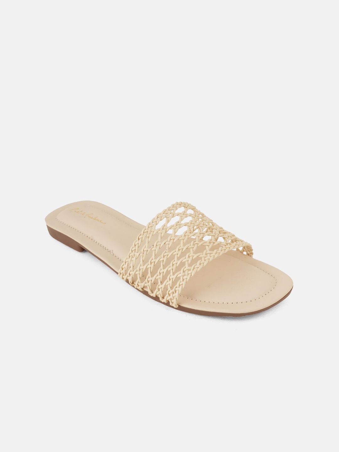 

Mast & Harbour Women Party Open Toe Flats with Laser Cuts, Cream