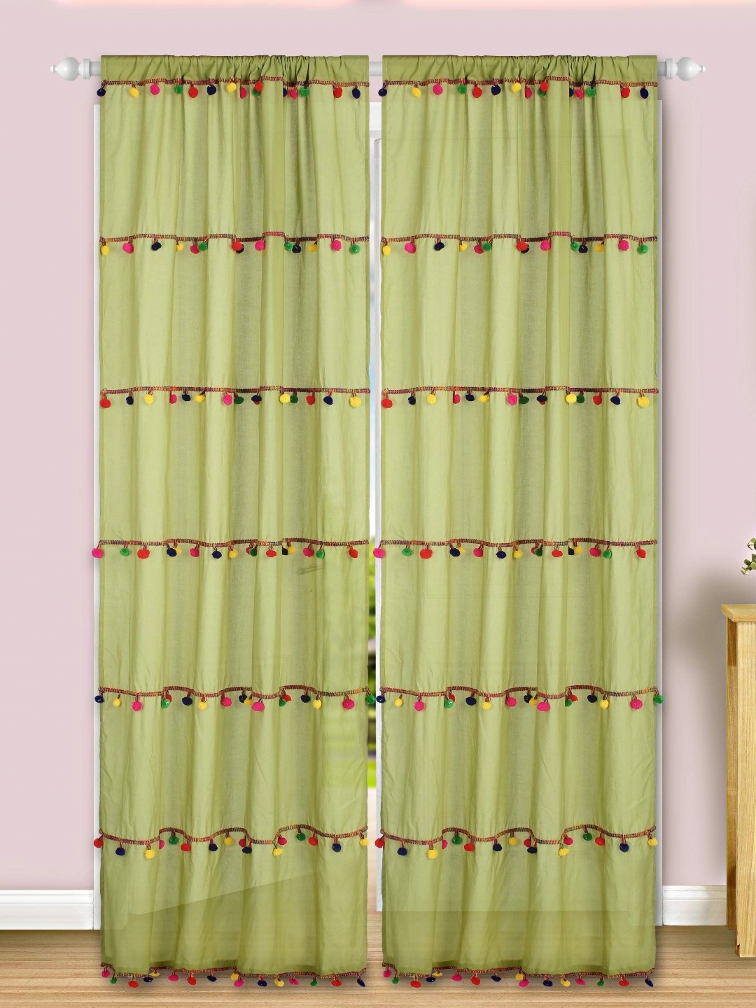 

Dekor World Multicoloured Set of 2 Embellished Sheer Long Door Curtain, Multi