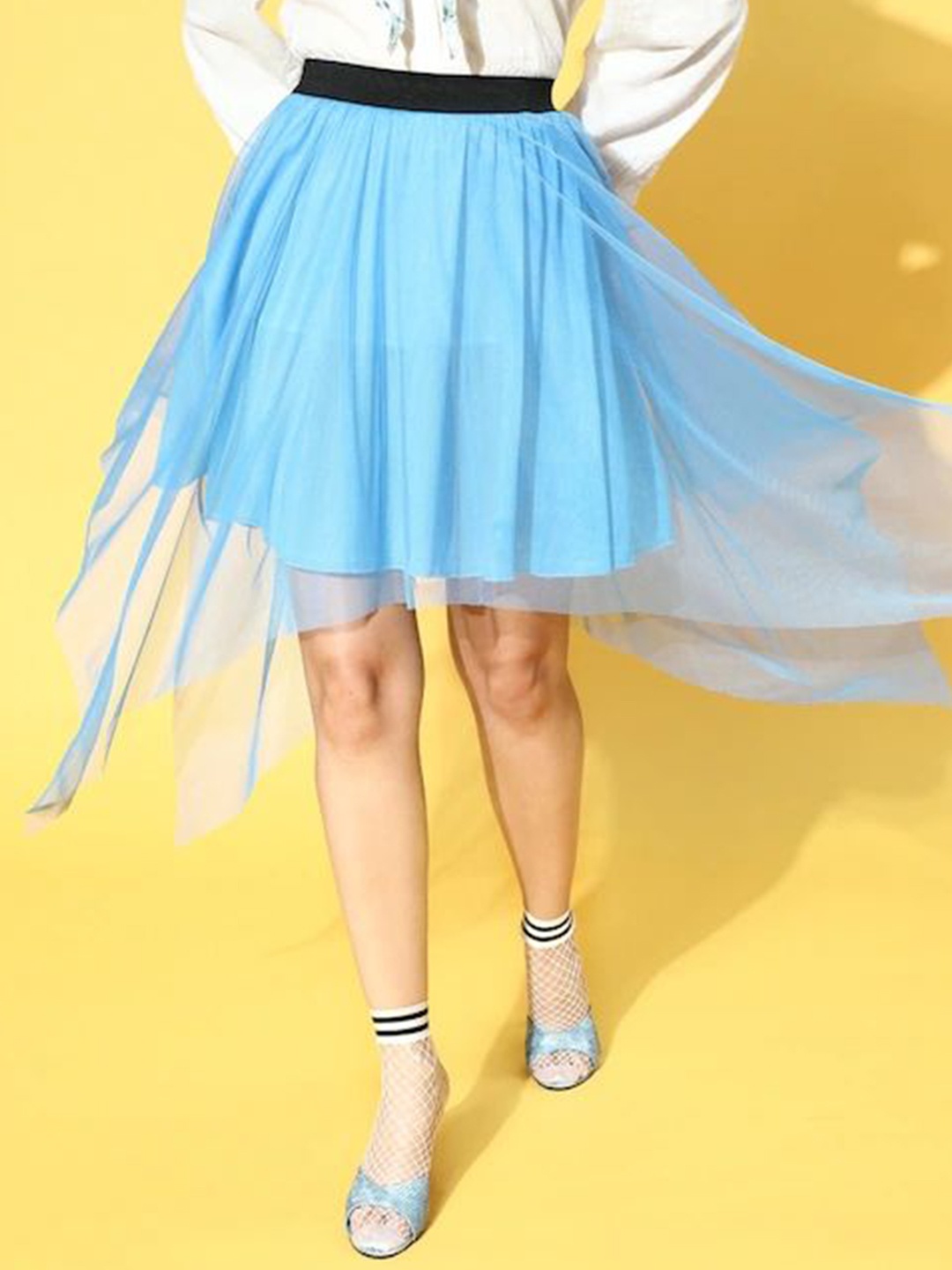 

Moda Rapido Pleated Knee-Length Skirt, Blue